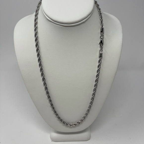 Men’s 5mm Stainless Steel & Silver Rope Chain - Picture 8 of 10